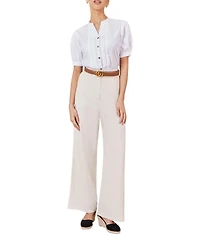 Yumi Women's Cotton Pleated Short Sleeve Shirt