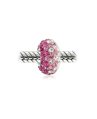 Bling Jewelry Set of 2 Light Pink Magenta Crystal Bead Charm Spacer for European Bracelet Sterling Silver