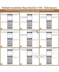 Aheaplus 96 inches Closet Organizer System with 4 Reversible Shelves and 4 Wood Drawers, Wardrobe Clothes Rack with 4 Hanging Rods