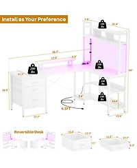 59'' W L-Shaped Computer Desk with Tall Hutch,Corner