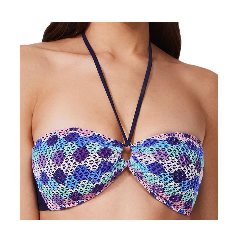 Profile by Gottex Women's Retro Riviera Bandeau Halter Netted Crochet Bikini Top