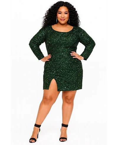 Sydney's Closet Women's Long Sleeve Sequin Cocktail Dress