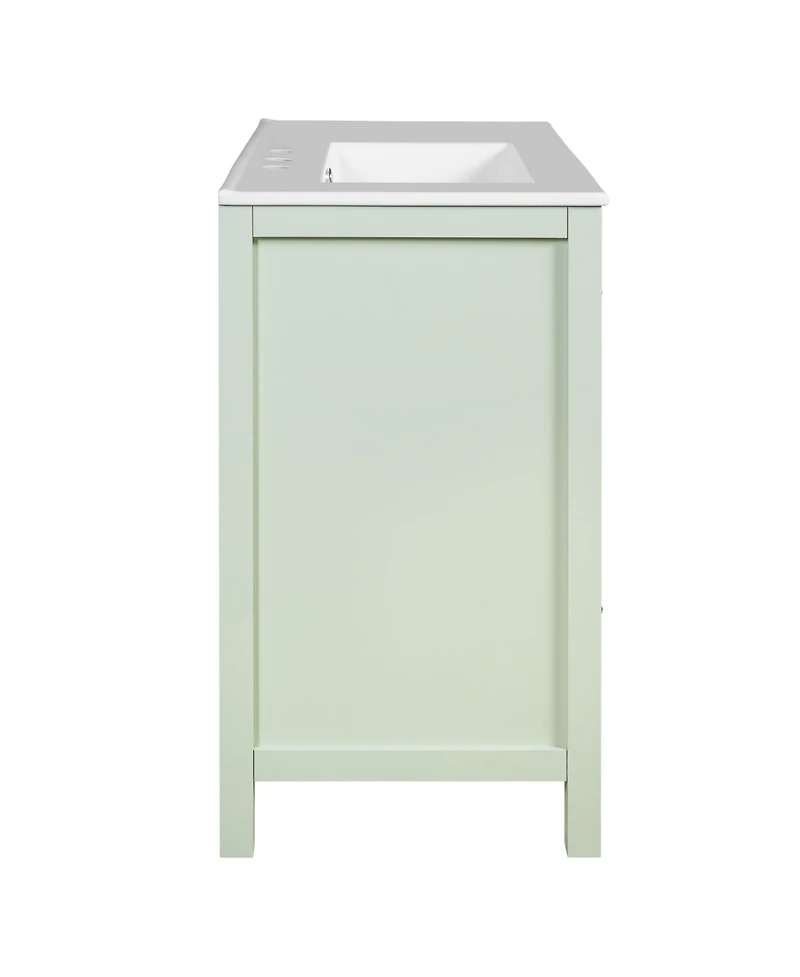 Casainc 36-Inch Bathroom Cabinet with Waffle Texture Doors, Four Drawers, Two Soft-Close Doors & Glass Storage