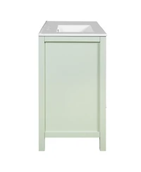Casainc 36-Inch Bathroom Cabinet with Waffle Texture Doors, Four Drawers, Two Soft-Close Doors & Glass Storage