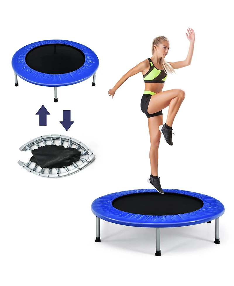 Gymax Mini Folding 36'' Trampoline Portable Recreational Fitness Rebounder