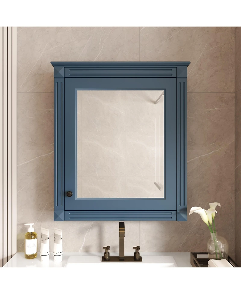 Casainc 24'' x 27'' Wall Mounted Bathroom Cabinet with Mirror & Adjustable Shelf