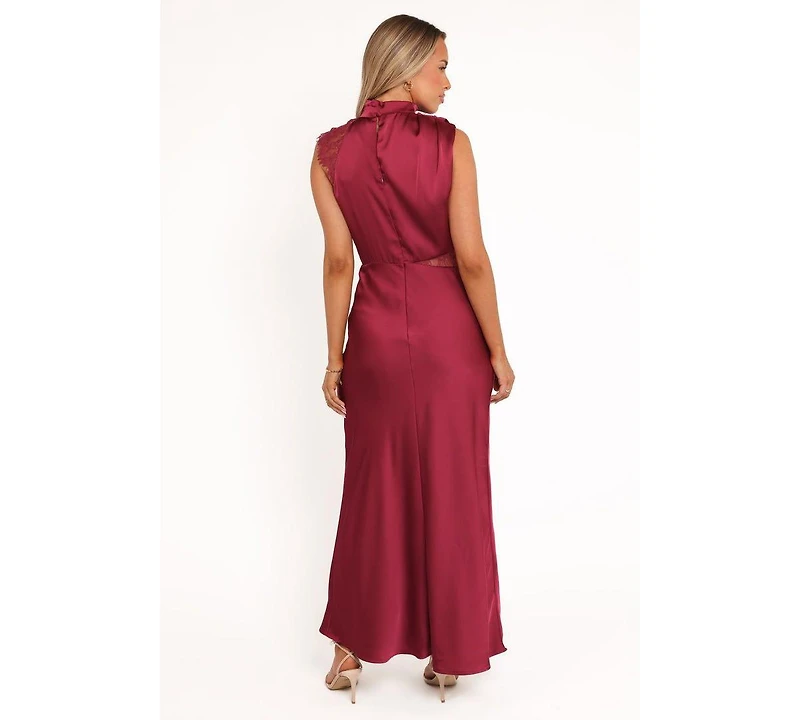 Petal and Pup Women's Anabelle Halter Neck Lace Maxi Dress - Berry