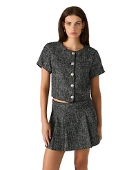 Steve Madden Women's Sequin Tweed Short Sleeves Top