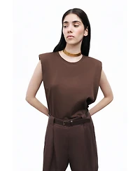 Nocturne Women's Belted Linen Mini Shorts