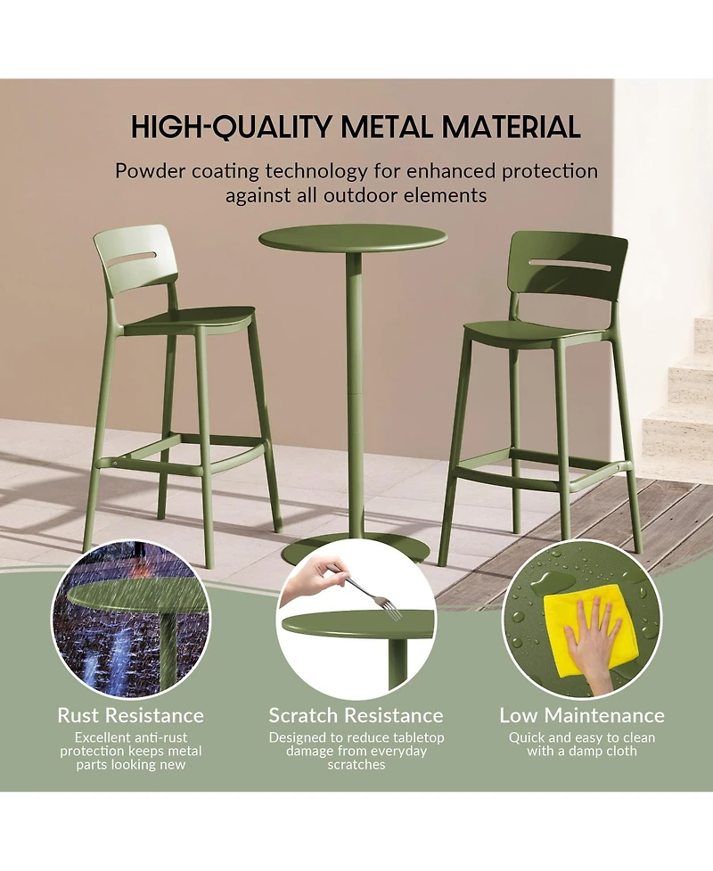 41.25" Adjustable Metal Round Bar Height Table