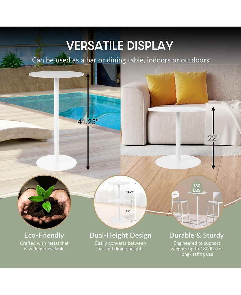 41.25" Adjustable Metal Round Bar Height Table