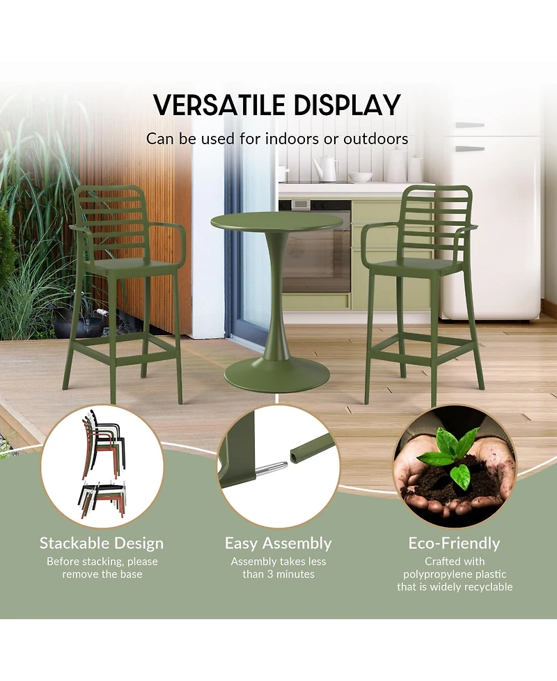 WestinTrends 2-Person Adjustable Round Bar Table with Stackable Stools Dining Set