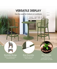 WestinTrends 2-Person Adjustable Round Bar Table with Stackable Stools Dining Set
