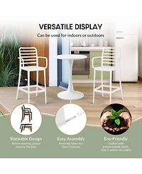 WestinTrends 2-Person Adjustable Round Bar Table with Stackable Bar Stools Dining Set