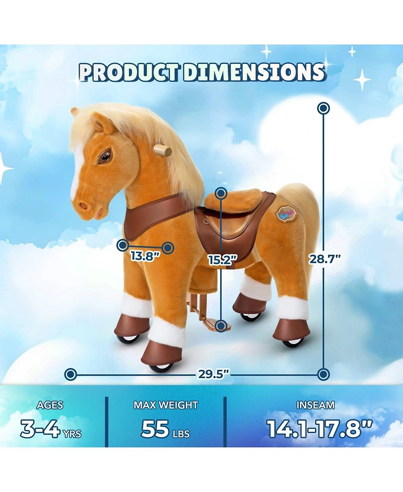 PonyCycle Model Y Light Brown Horse Rideable Toy for Age -4