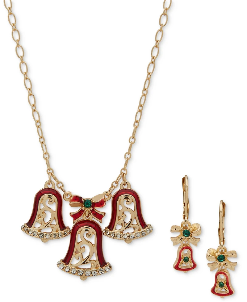 Anne Klein 2-Pc. Holiday Bells Gold-Tone Frontal Necklace and Earrings Set
