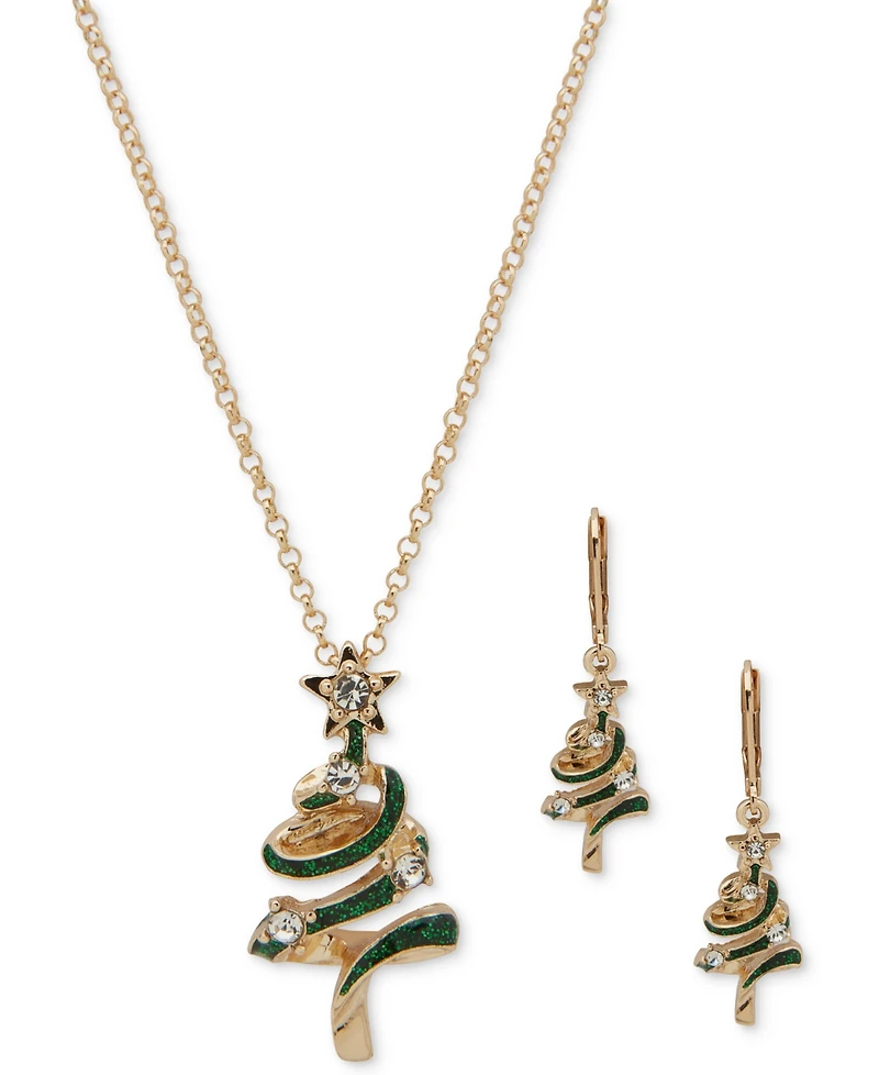 Anne Klein 2-Pc. Gold-Tone Spiral Tree Pendant Necklace and Earrings Set