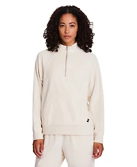 Reebok Women's New Heritage Velour Half Zip Collared Top