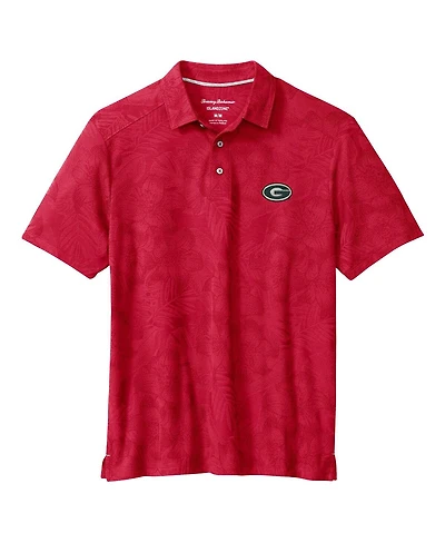 Tommy Bahama Men's Red Georgia Bulldogs Palm Fresco Hibiscus IslandZone Polo Shirt