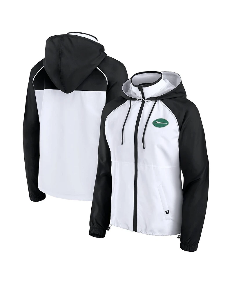 Fanatics Women's White New York Jets Full-Zip Anorak Hoodie Jacket