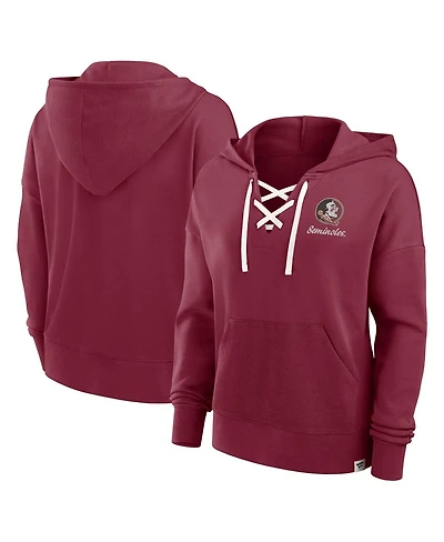 Fanatics Women's Garnet Florida State Seminoles Heritage Original Script Lace-Up Pullover Hoodie