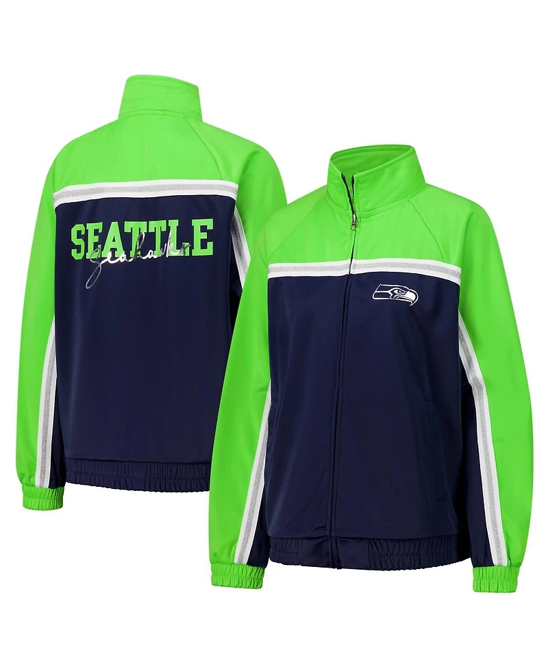 G-iii 4Her by Carl Banks Women's College Navy Seattle Seahawks Post Game Full-Zip Track Jacket