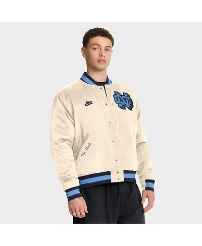 Nike Men's Tan North Carolina Tar Heels Legacy Full-Snap Bomber Jacket