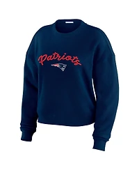 Wear by Erin Andrews Women's 2-Piece Cream New England Patriots Plus Size Knitted Tri-Blend Long Sleeve T-Shirt and Pants Lounge Set