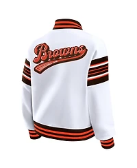 Wear by Erin Andrews Women's White Cleveland Browns Full-Snap Fleece Sweatshirt Jacket