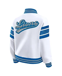 Wear by Erin Andrews Women's White Detroit Lions Full-Snap Fleece Sweatshirt Jacket