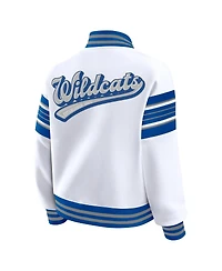 Wear by Erin Andrews Women's White/Royal Kentucky Wildcats Satin Stitch Full-Snap Fleece Sweatshirt Jacket