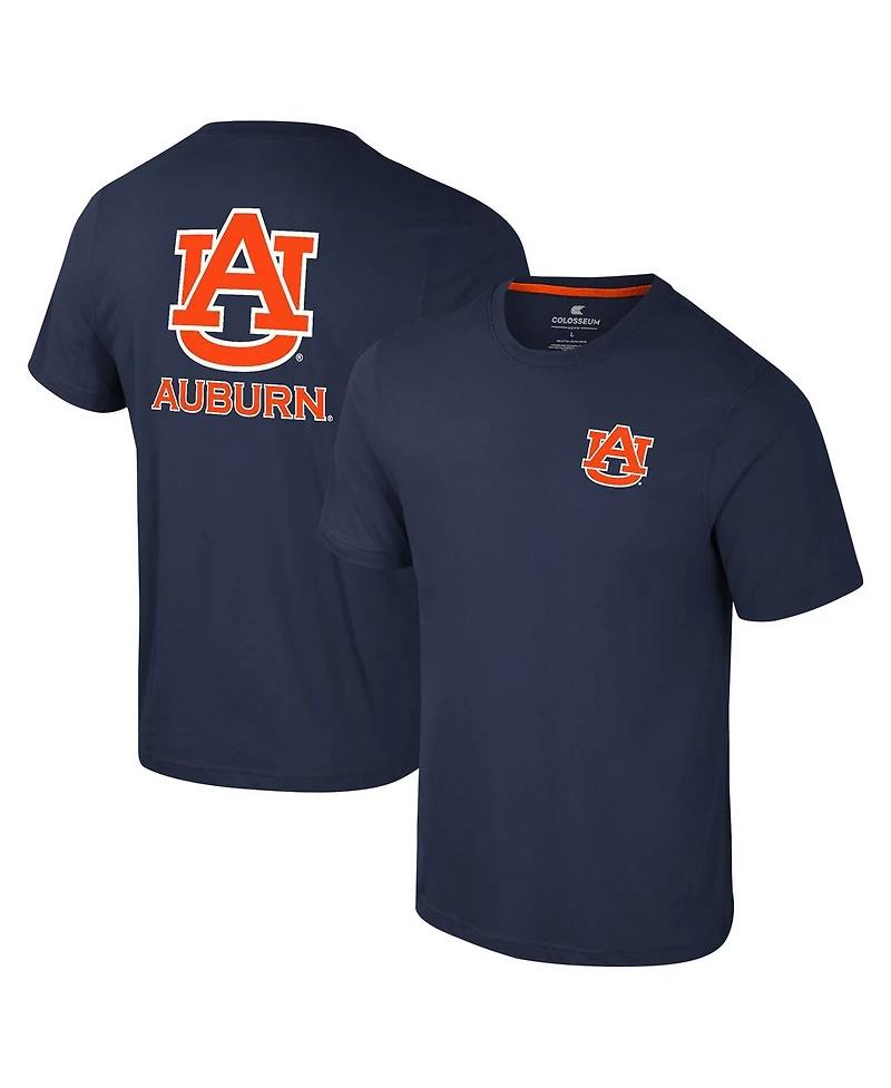 Colosseum Men's Navy Auburn Tigers Logo Lockup 2-Hit Active Blend T-Shirt