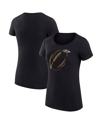 G-iii 4Her by Carl Banks Women's Black Baltimore Ravens Super-Slim Fit Lightweight Subtle Football T-Shirt