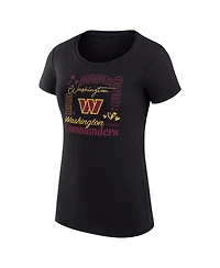 G-iii 4Her by Carl Banks Women's Black Washington Commanders Super-Slim Fit Lightweight Collage Team T-Shirt