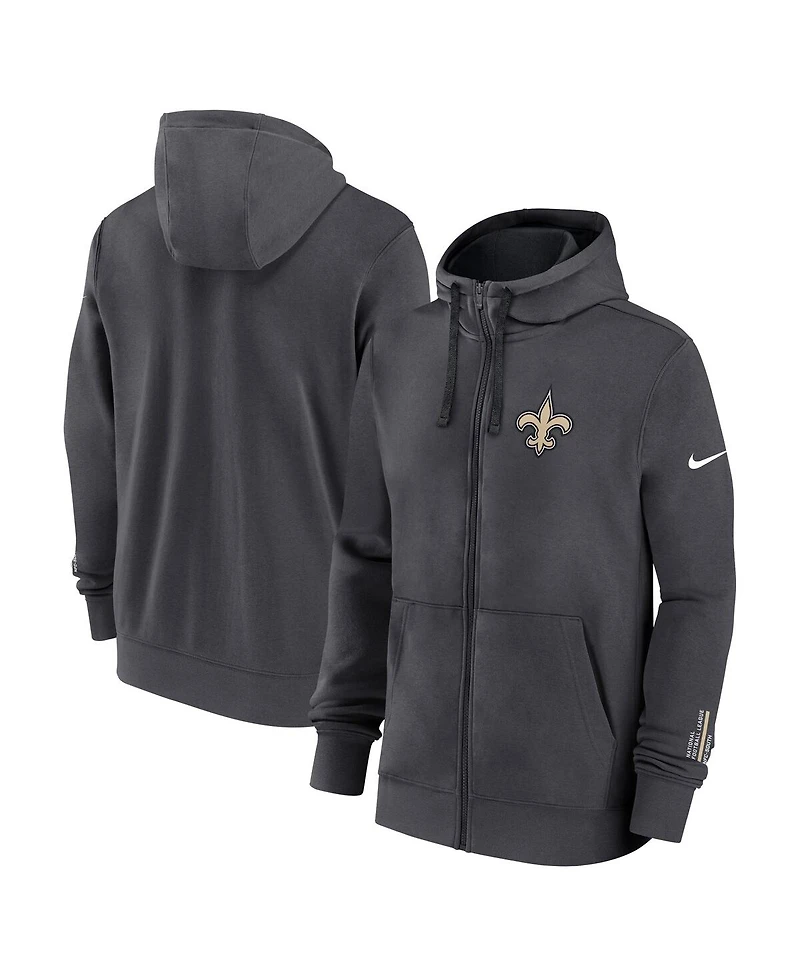 Nike Men's Anthracite New Orleans Saints Primetime Club Full-Zip Hoodie