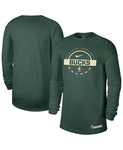 Nike Men's Hunter Green Milwaukee Bucks 2025/26 On-Court Flare Performance Practice Long Sleeve T-Shirt