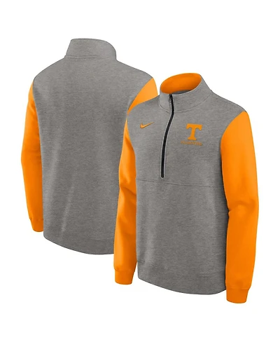 Nike Men's Heather Gray/Tennessee Orange Tennessee Volunteers Club Fleece Half-Zip Pullover Hoodie