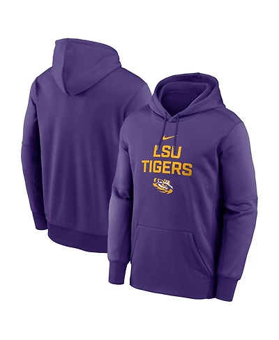 Nike Men's Purple Lsu Tigers Team Stacked Performance Pullover Hoodie