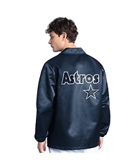Starter Men's Navy Houston Astros Cooperstown Collection Point Man Full-Snap Coaches Jacket