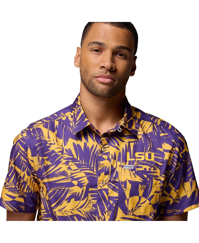 Columbia Men's Purple Lsu Tigers Super Slack Tide Omni-Wick Button-Up Shirt