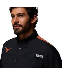 Columbia Men's Black Texas Longhorns Tamiami Color Block Omni-Shade Button-Down Shirt