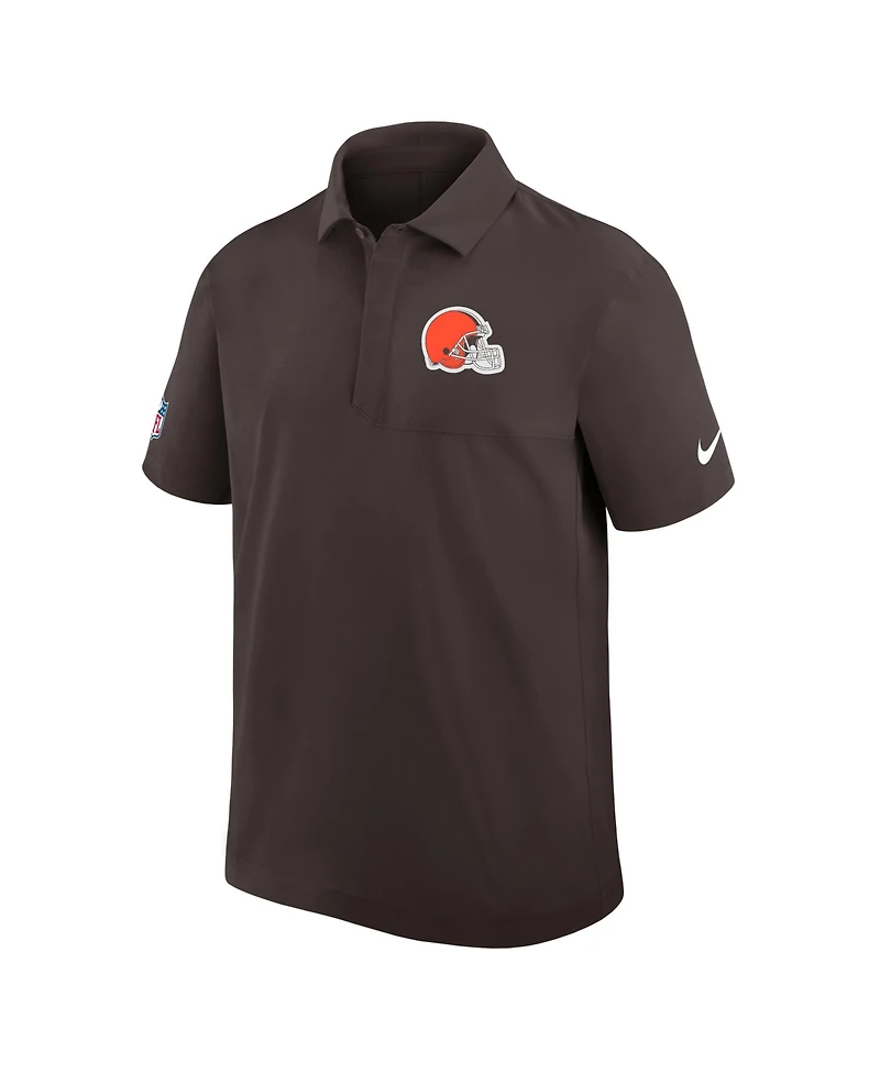Nike Men's Brown Cleveland Browns Sideline Woven Dri-fit Polo Shirt