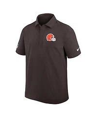 Nike Men's Brown Cleveland Browns Sideline Woven Dri-fit Polo Shirt