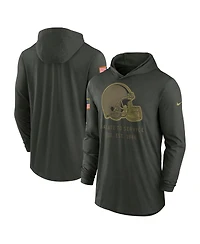 Nike Men's Forest Green Cleveland Browns 2025 Salute to Service Sideline Dri-fit Lightweight Hooded Pullover Sweatshirt