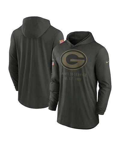 Nike Men's Forest Green Bay Packers 2025 Salute to Service Sideline Dri-fit Lightweight Hooded Pullover Sweatshirt