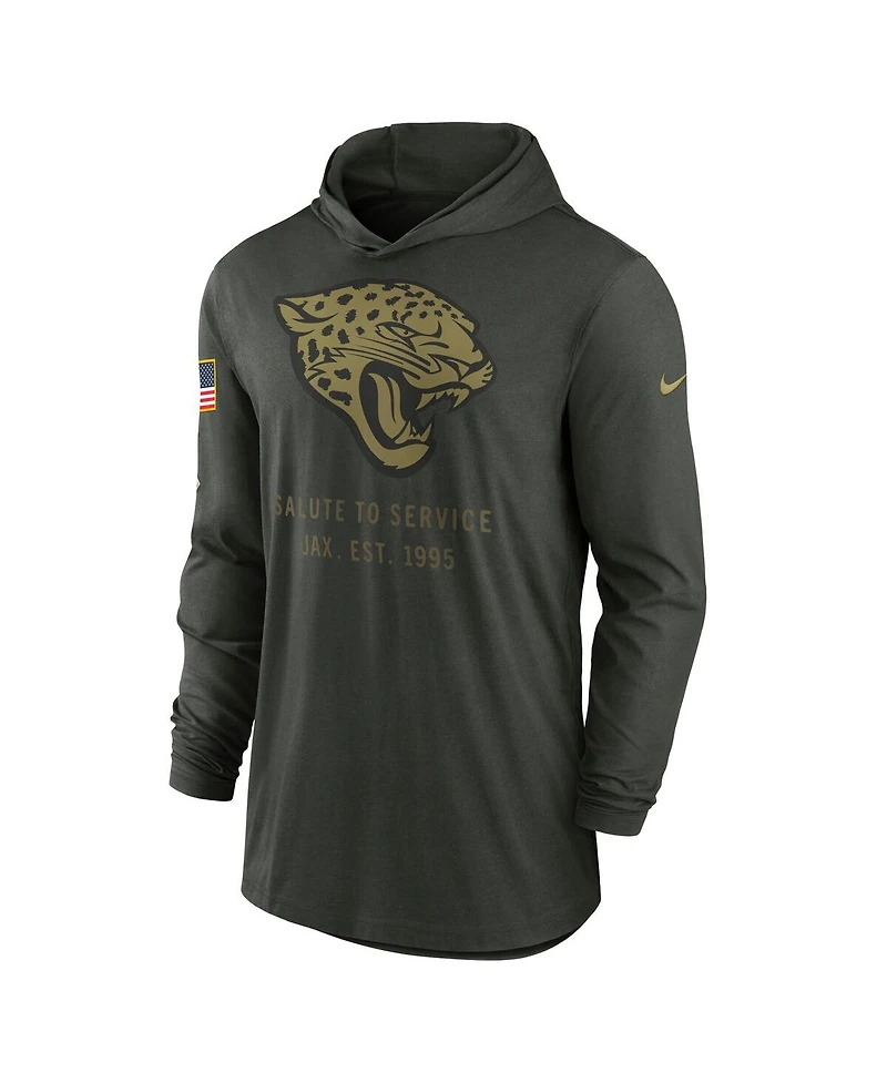 Nike Men's Forest Green Jacksonville Jaguars 2025 Salute to Service Sideline Dri-fit Lightweight Hooded Pullover Sweatshirt