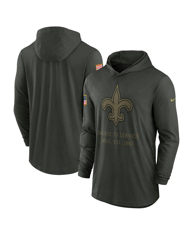 Nike Men's Forest Green New Orleans Saints 2025 Salute to Service Sideline Dri-fit Lightweight Hooded Pullover Sweatshirt