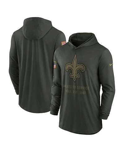 Nike Men's Forest Green New Orleans Saints 2025 Salute to Service Sideline Dri-fit Lightweight Hooded Pullover Sweatshirt