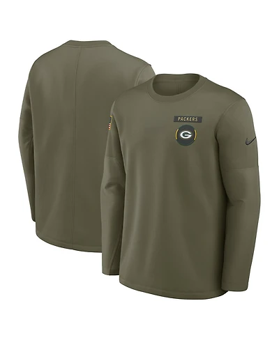 Nike Men's Olive Green Bay Packers 2025 Salute to Service Sideline Coaches Therma-fit Long Sleeve Shirt
