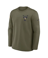 Nike Men's Olive Minnesota Vikings 2025 Salute to Service Sideline Coaches Therma-fit Long Sleeve Shirt